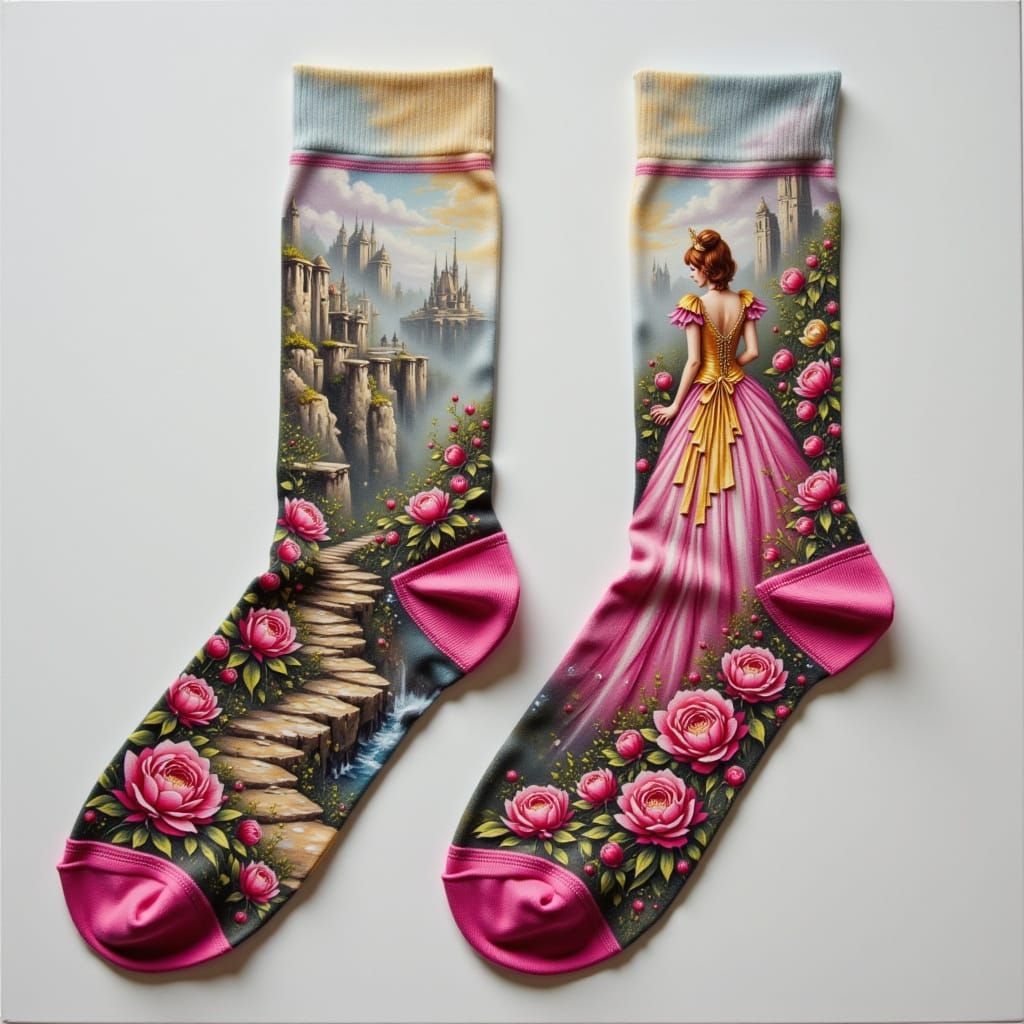 Princess Kingdom Socks as Romantic Oil Painting