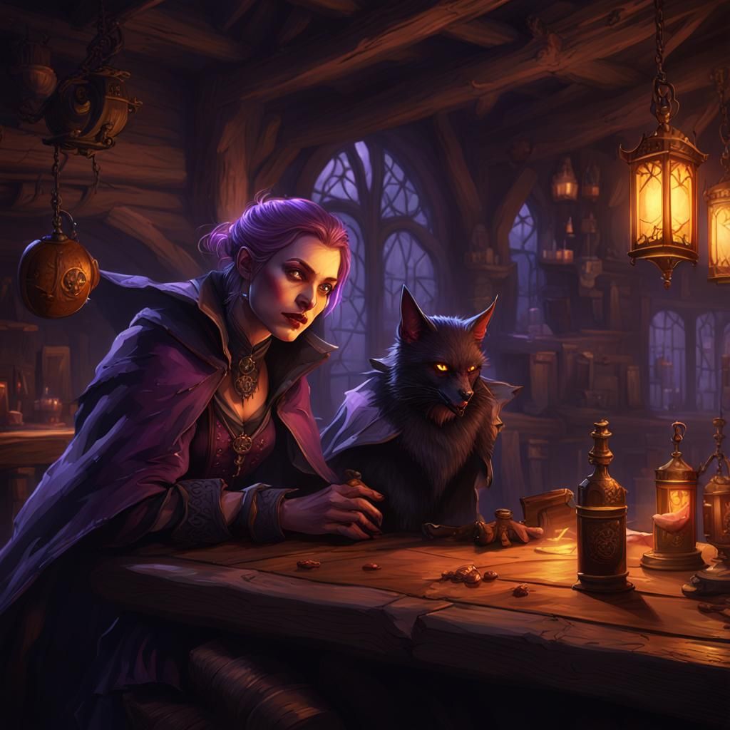 Ethereal Vampire Tavern Scene in Dark Fantasy Art