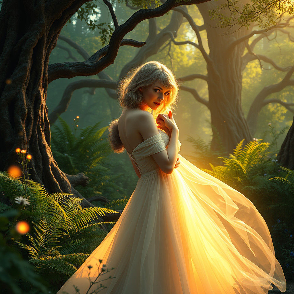 Taylor Swift and Peanut in Enchanted Forest