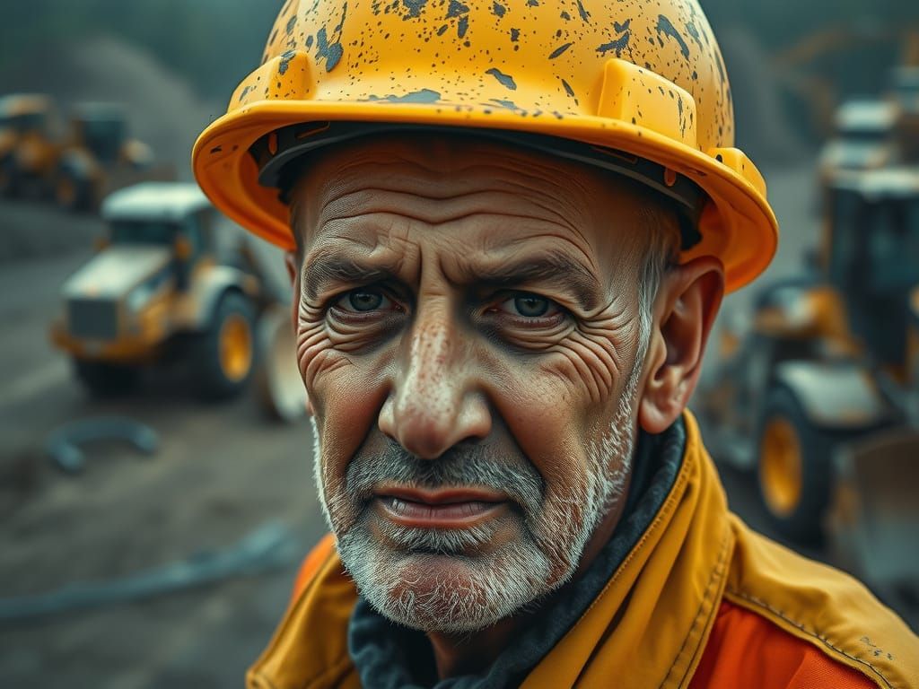 Photorealistic Construction Worker in Cinematic Film Still