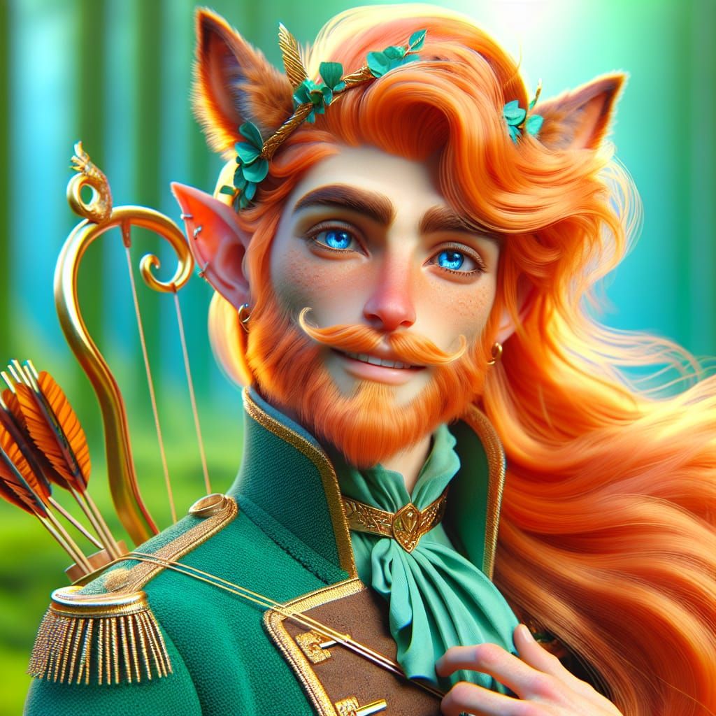 Charming Centaur with Golden Bow in Forest