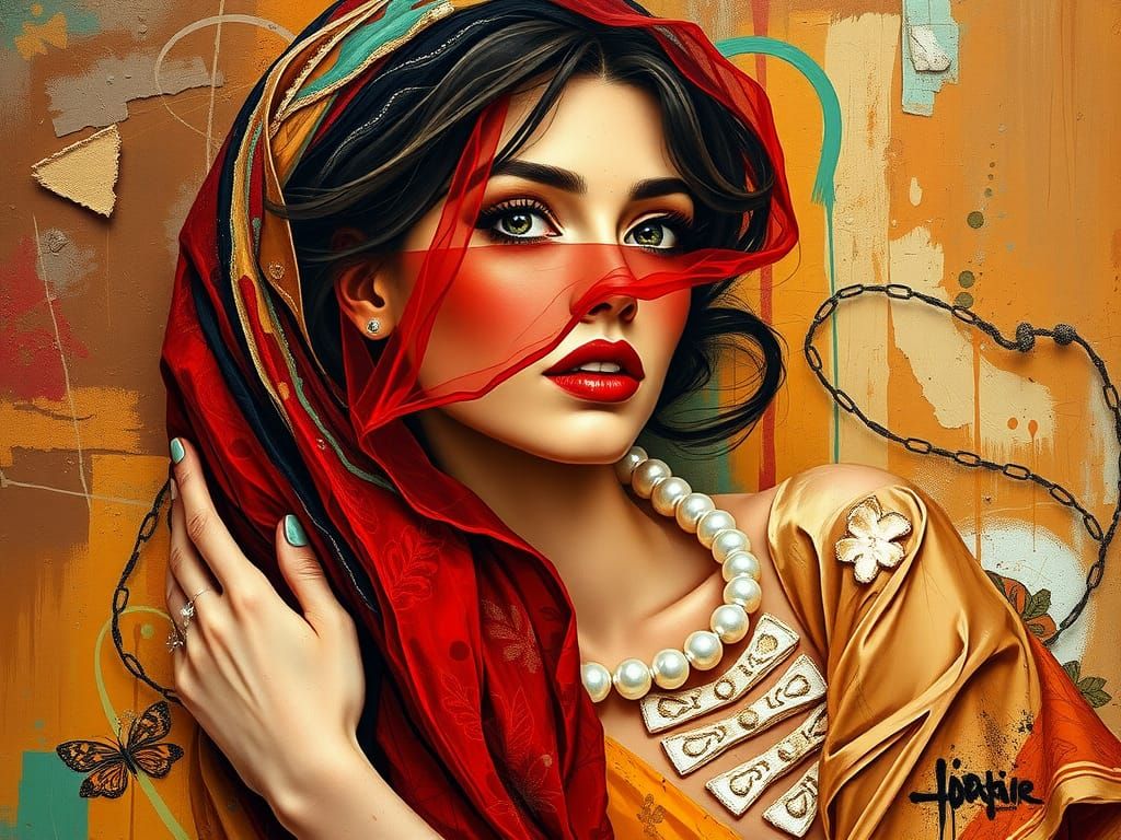 Ethereal French Woman in Abstract Impressionist Style