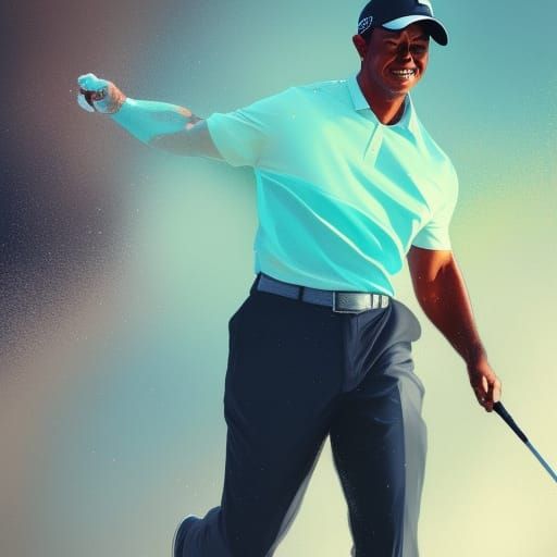 Tiger Woods Portrait in Hyperdetailed Art Style