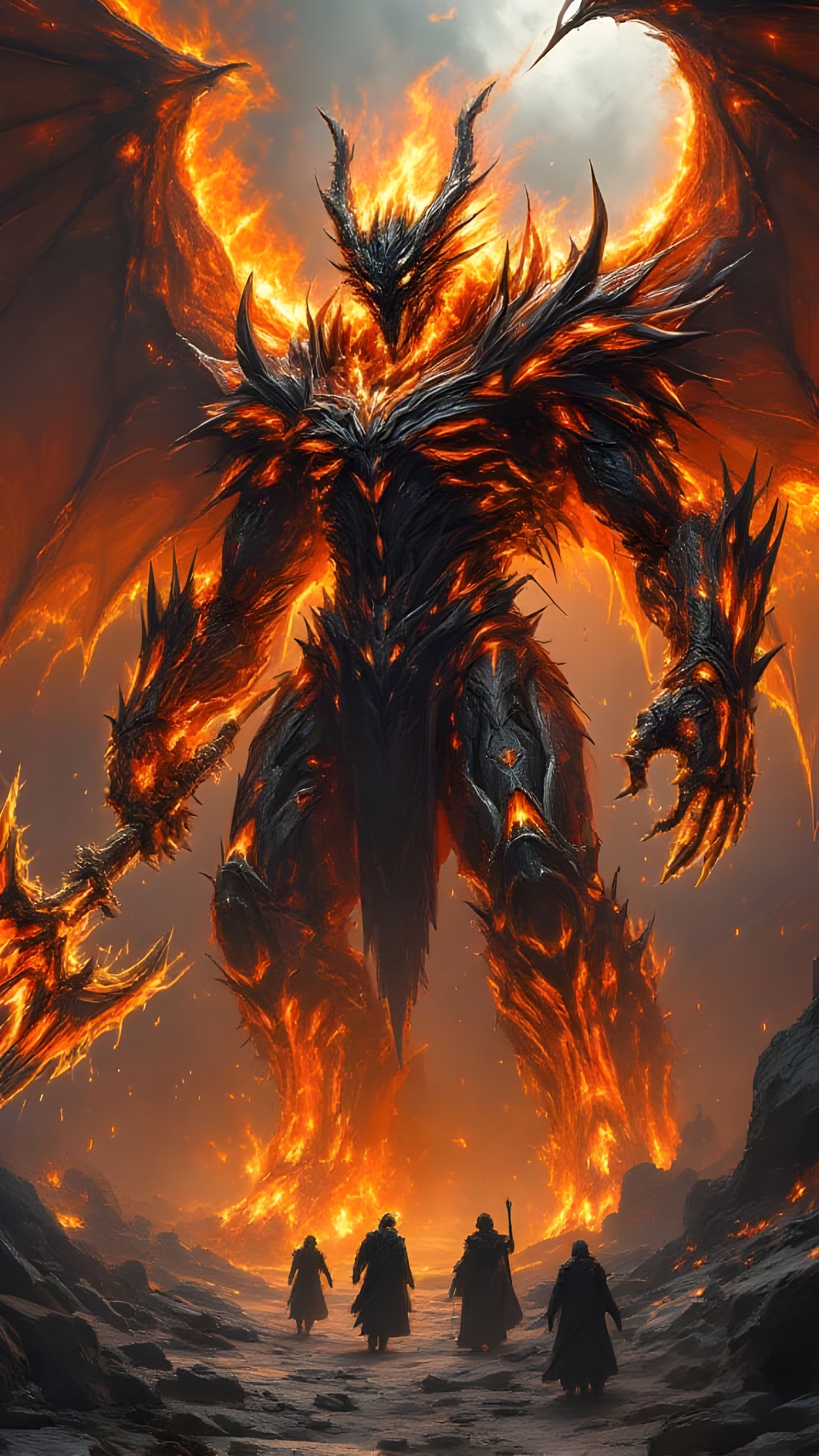 Cyberpunk-Style Draconic Titan Rises from Ancient Ruins