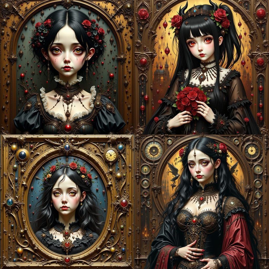 Ethereal Gothic Lady in Antique Regalia