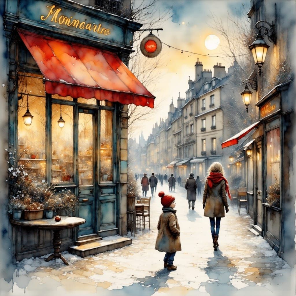 Cozy Winter Scene in Montmartre