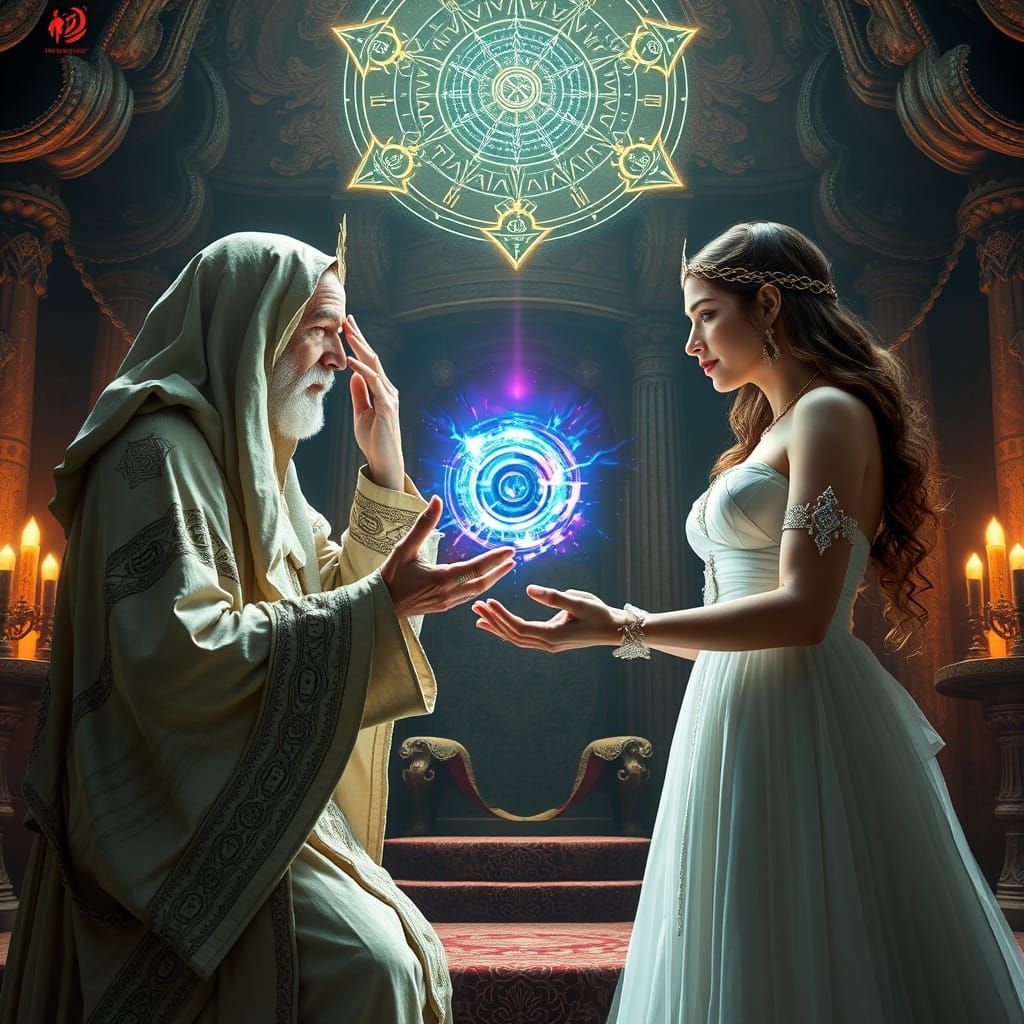 Mystic Ceremony in Ancient Cavern: A Surreal Scene