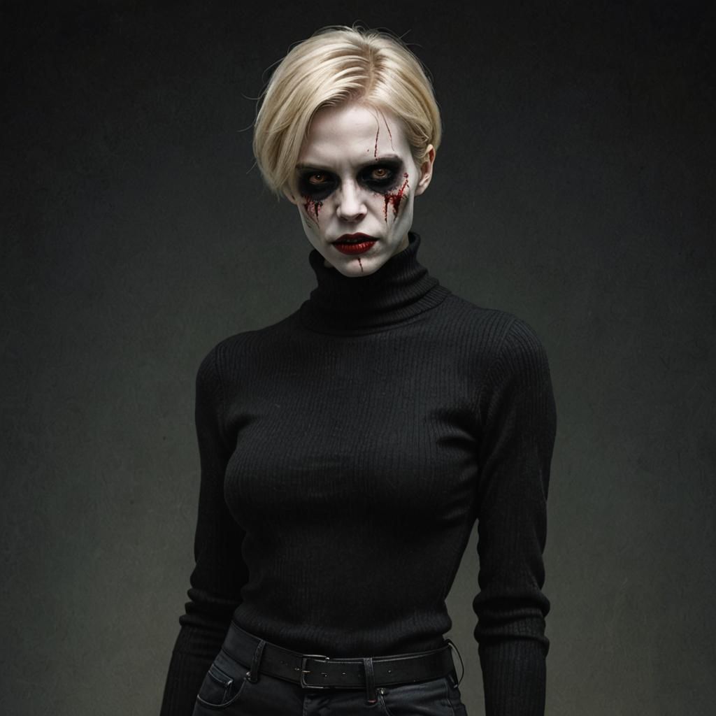 Undead Vampire Woman Portrait in Hyper-Realistic Style