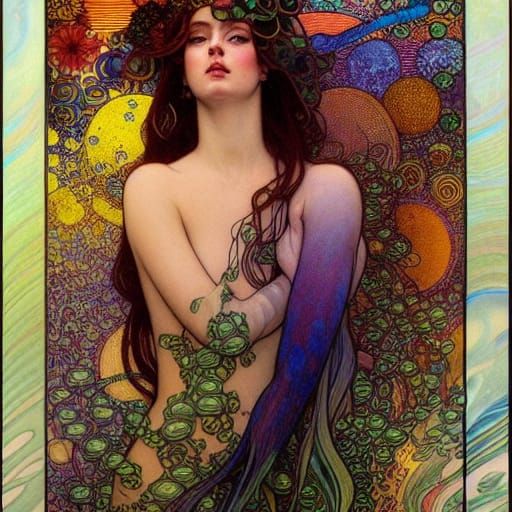 Psychedelic Mushroom Portrait in Modern Style