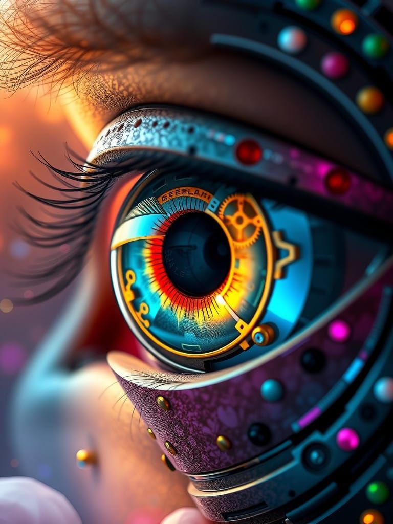 Robot's eye macro photograph.