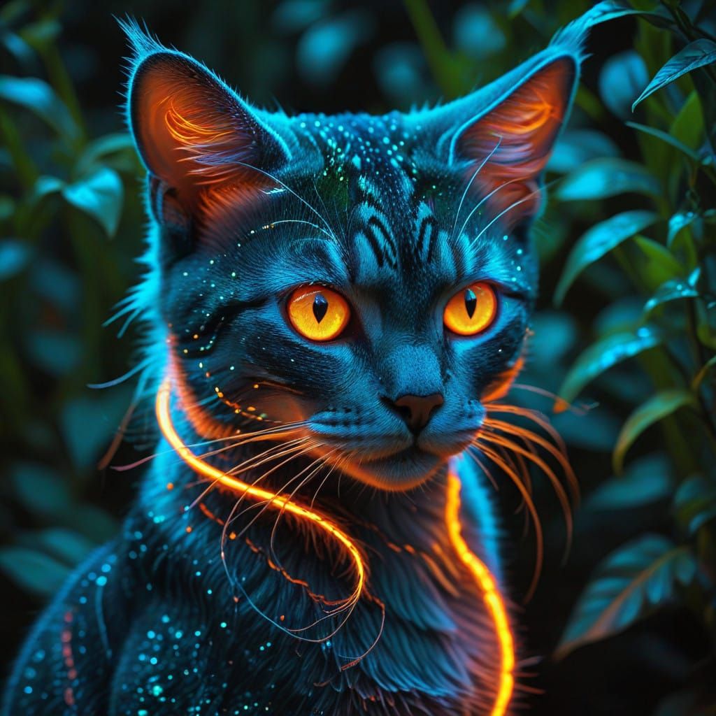 Obra de arte digital en estilo neón, una escena caprichosa d...