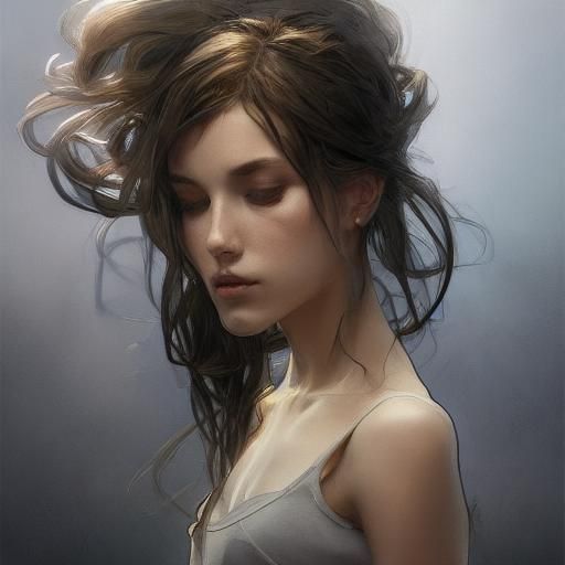 Detailed Portrait of People Hugging in Art Nouveau Style