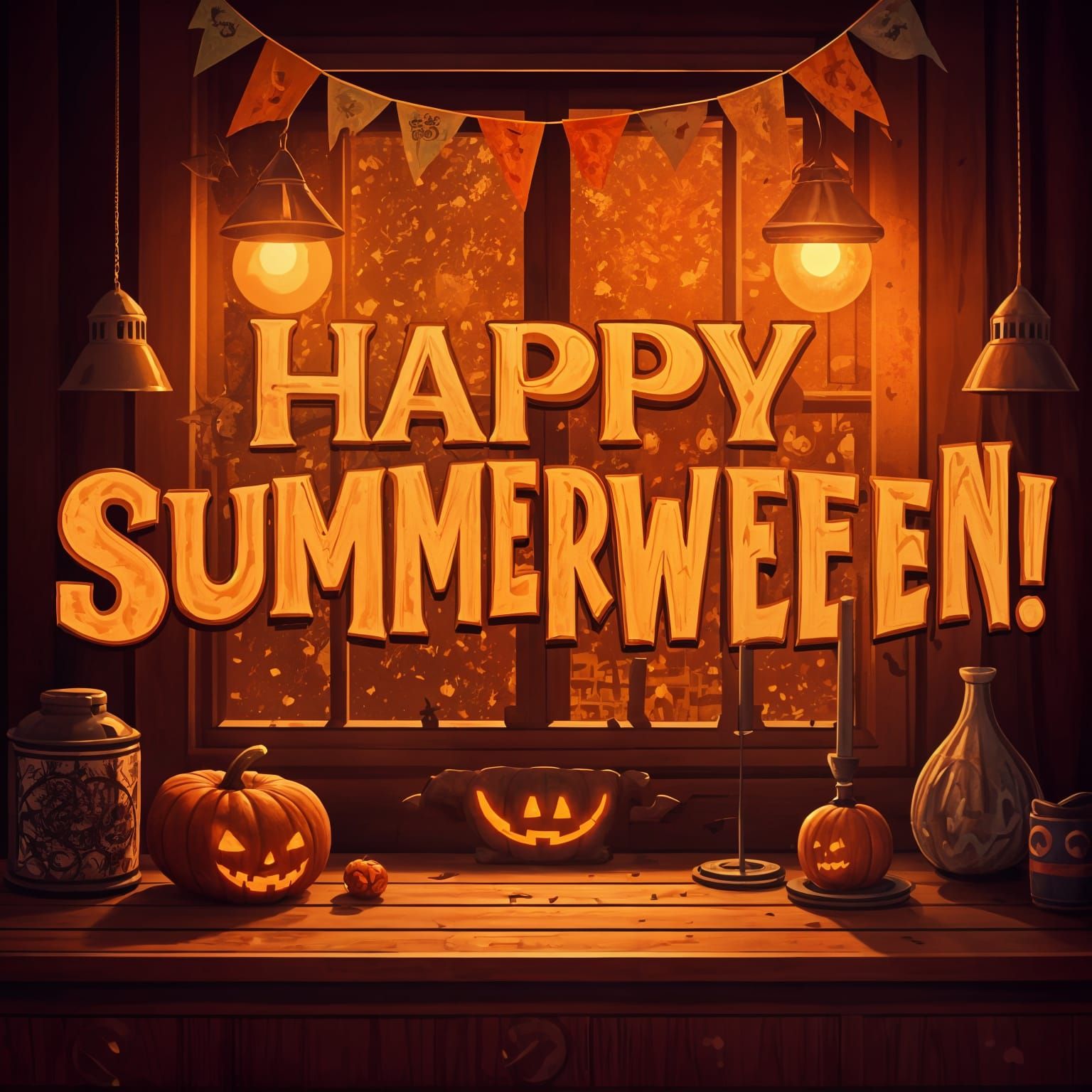 Nostalgic Halloween Painting with Summerween Message