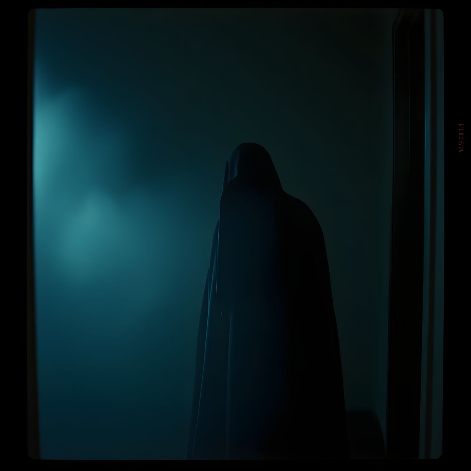 Ghostly Figure in Cinematic Black and White