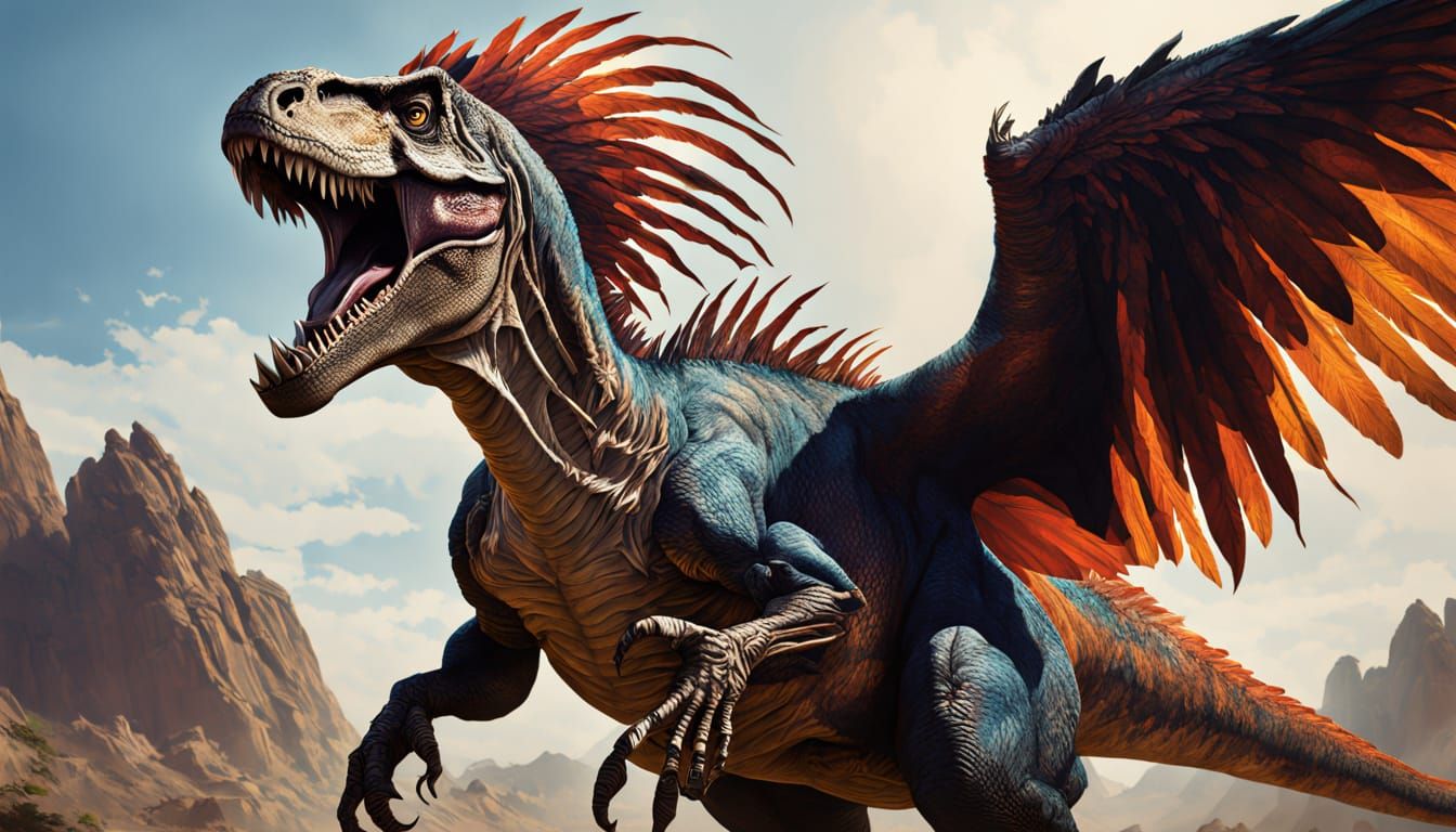 Zombie Cowboy Rides Winged T-Rex: Comic Book Art