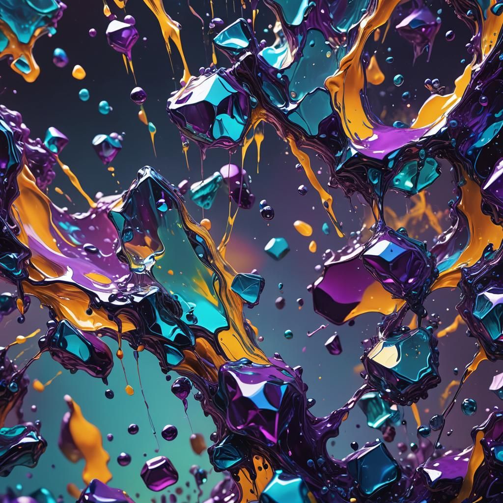 Surreal Slime Shatters Glass: A Digital Art Masterpiece