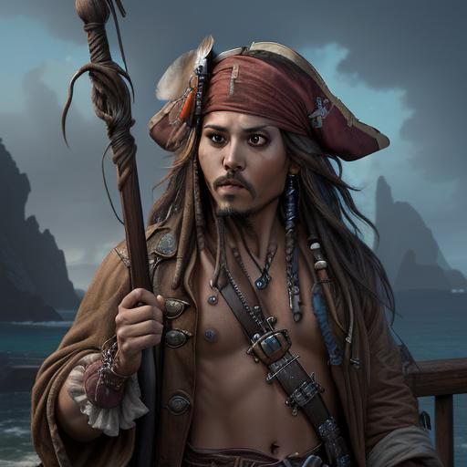 Detailed Matte Painting of Jack Sparrow