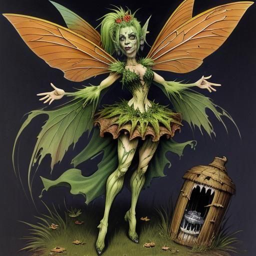 Grotesque Dancer Fairy in Tattered Clothing