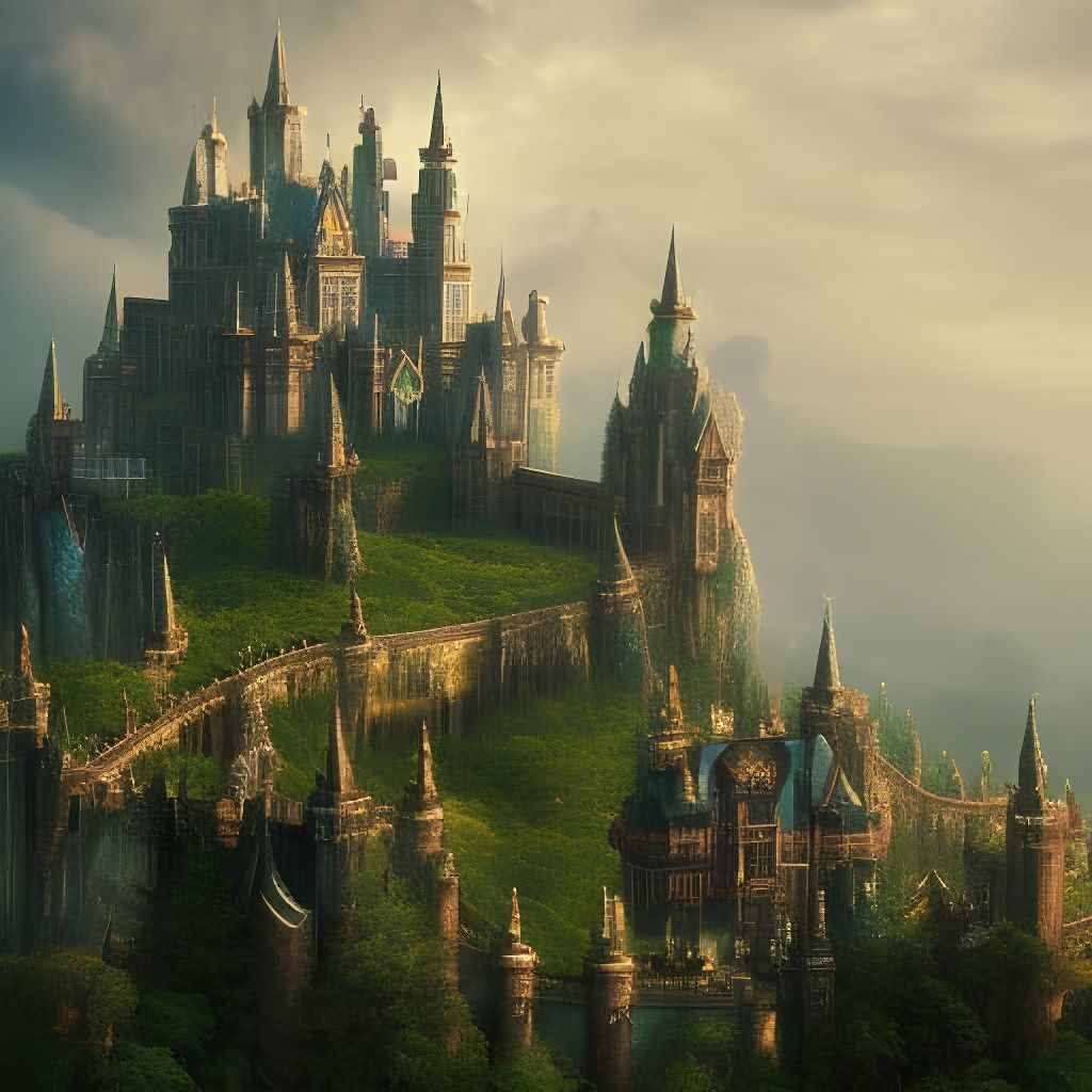 Epic Fantasy Castle on Hill: Digital Matte Painting