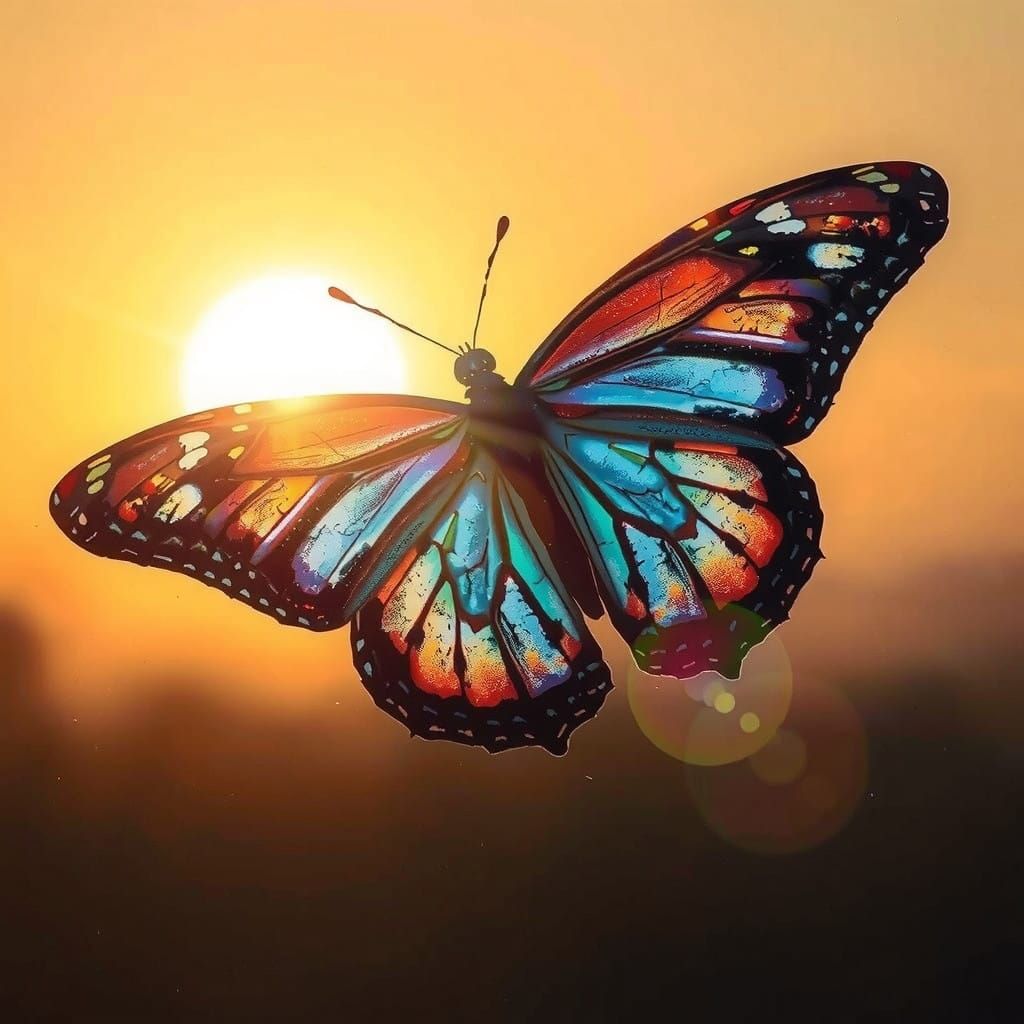 Ethereal Blue Monarch Butterfly in Sunlit Splendor