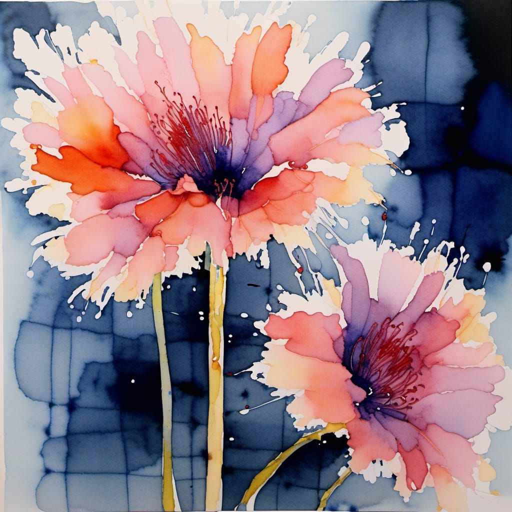 Luminous Watercolor of Abstract Organic Coral Shapes