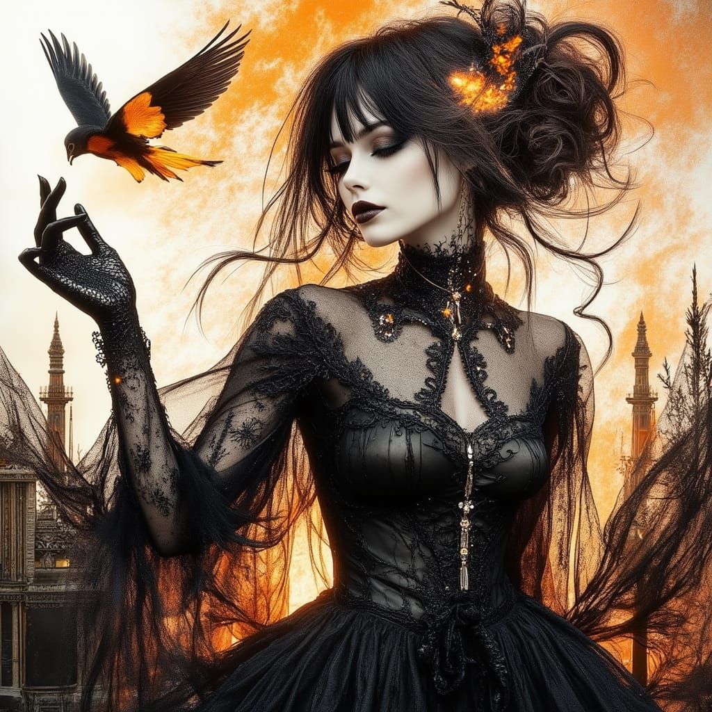 Mysterious Woman in Gothic Elegance