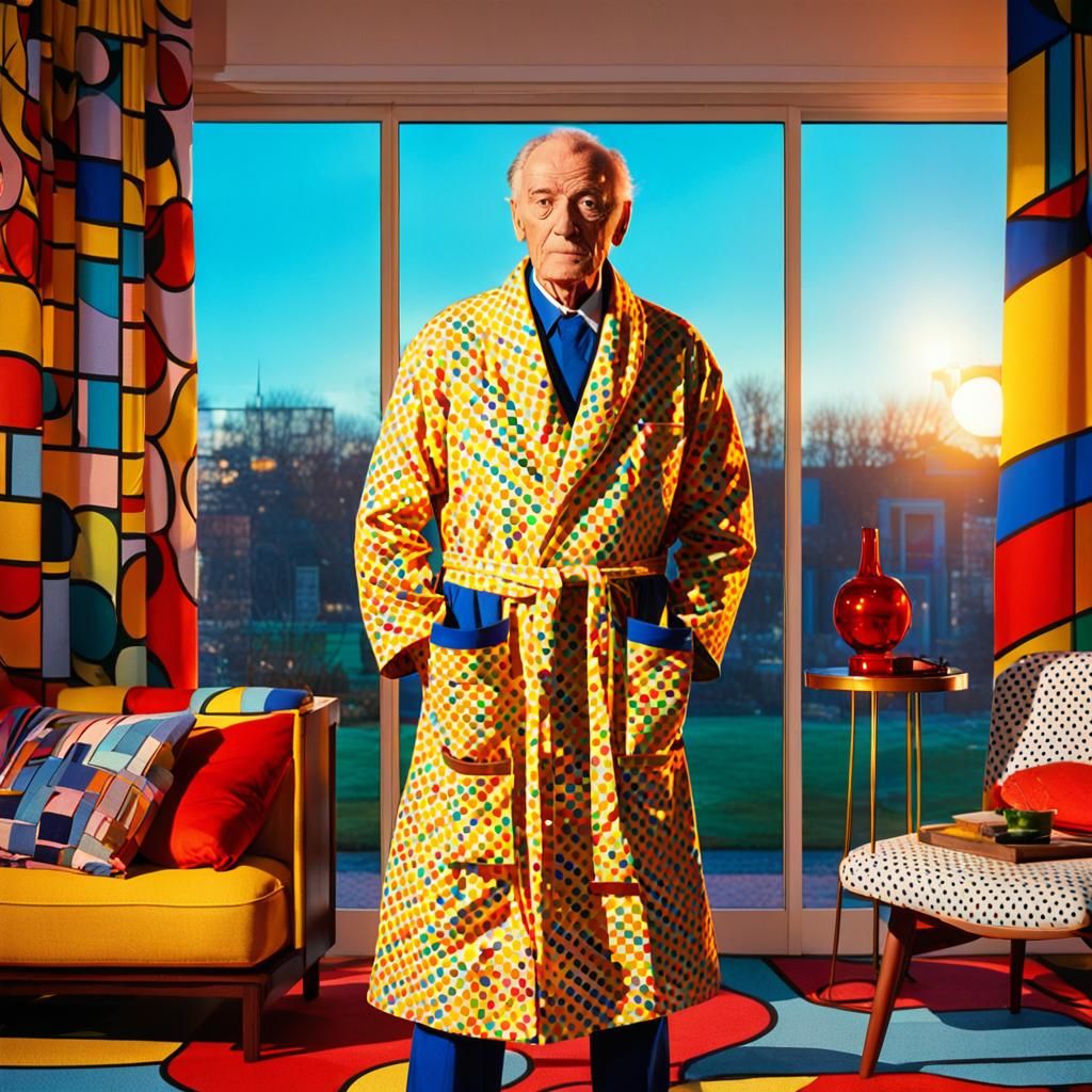 Grandad in Pop Art Living Room: Roy Lichtenstein Style