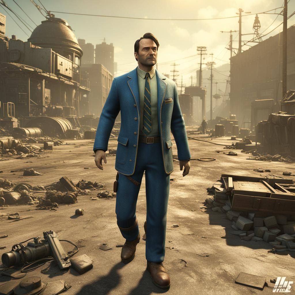 Will Forte in Vault 101 Suit, Cinematic 3D Render
