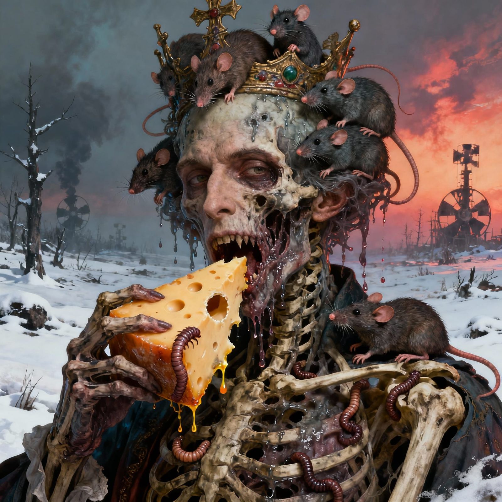 Rat King Portrait in Radioactive Winter Wasteland