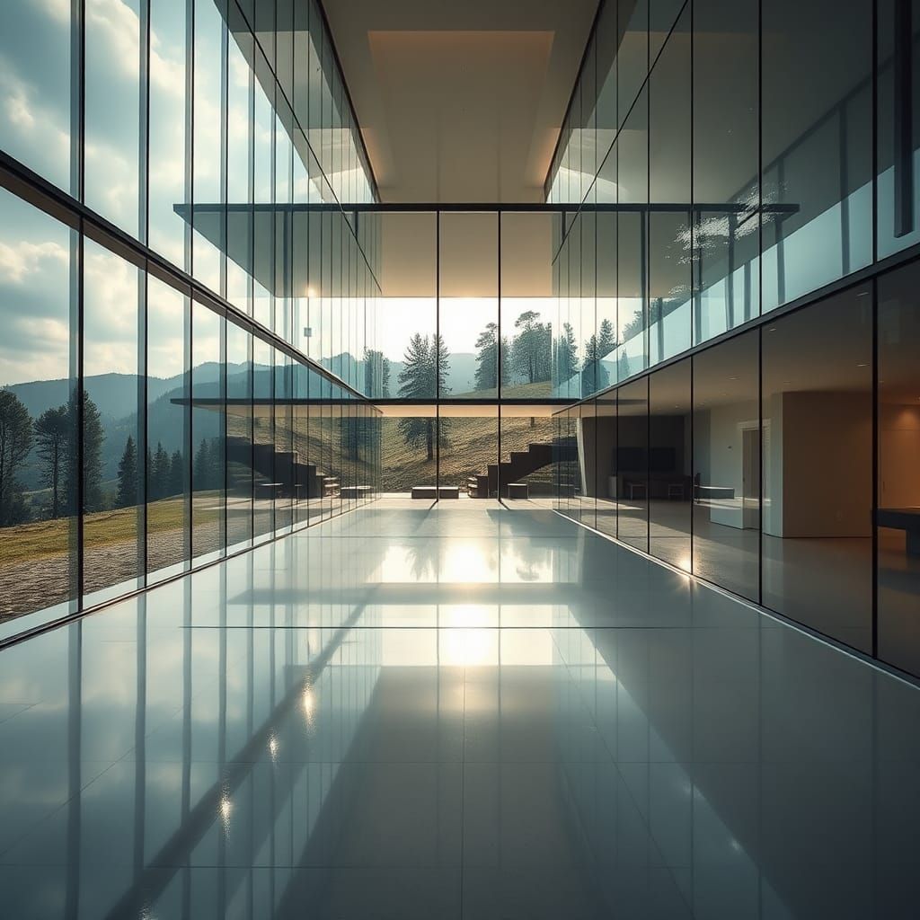Modern Glass Building Blurs Interior and Exterior