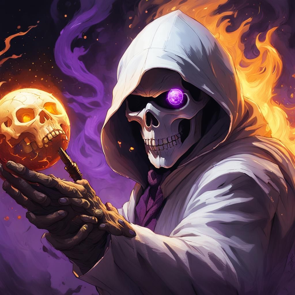 Assassin Unleashing Fire Ball in Dark Fantasy Art