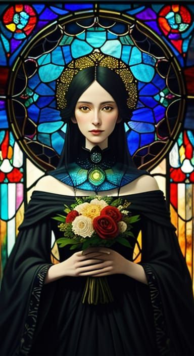 Skull Over Fractal Seascape in Surreal Mixed Media