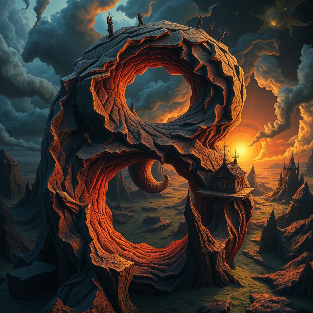 Surreal Infinity Loop Landscape in Escher-esque Tessellation...