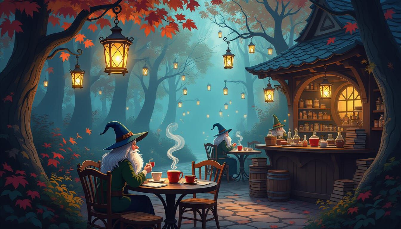 Mystical Woodland Cafe with Enchanted Brews