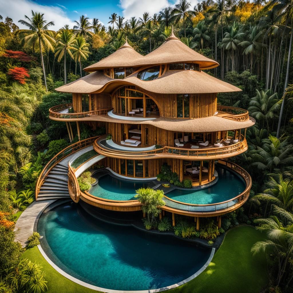 Bali-Inspired Fantasy Mansion in Autumn Landscape