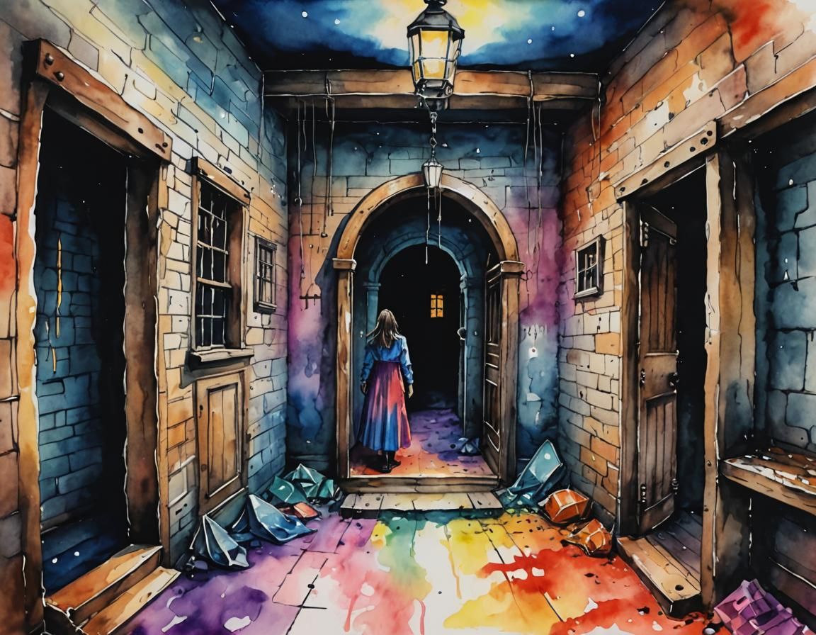 Roaring Poltergeist in Watercolor Dungeon