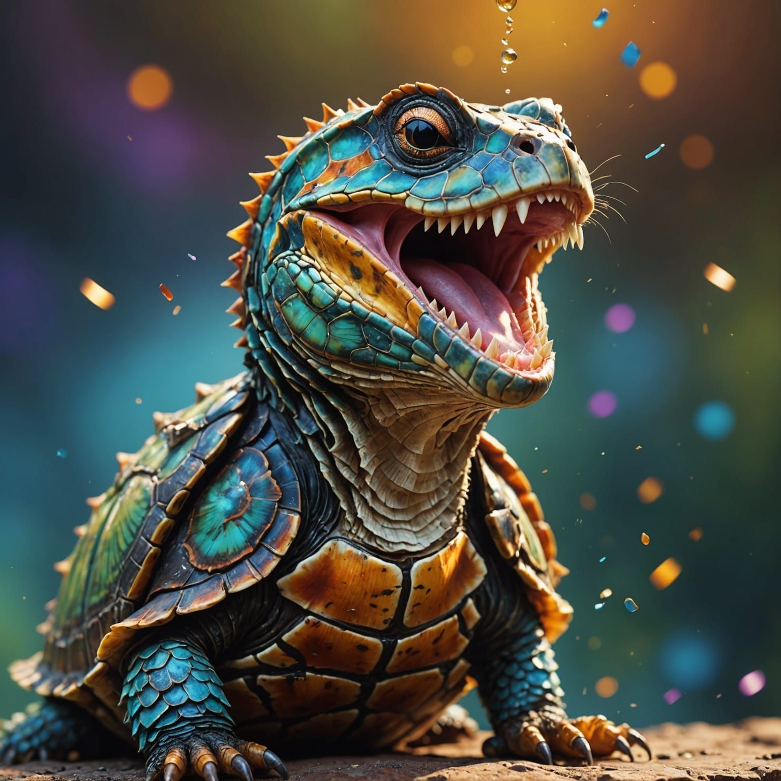 Hyperrealistic Singing Tortoise Splash Art