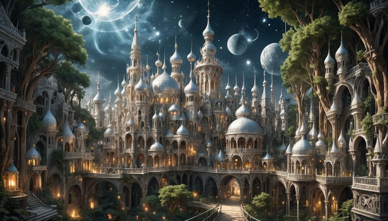 Hidden Silver City in Forest with Magic Auras