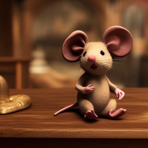 Cute Mouse in Medieval Tavern: Digital Art
