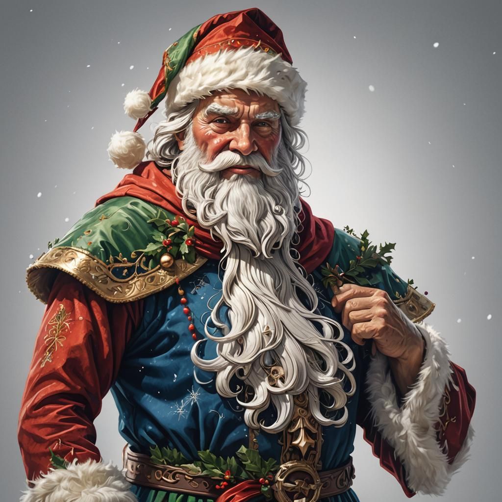 Surreal Hyperrealistic Portrait of the Jolly Old Elf