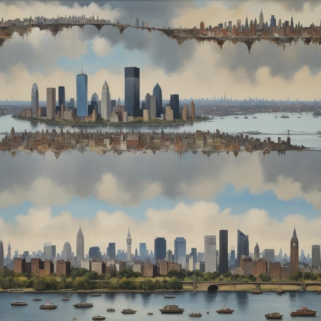 Hedgehog City Skyline: Painterly Collage Art