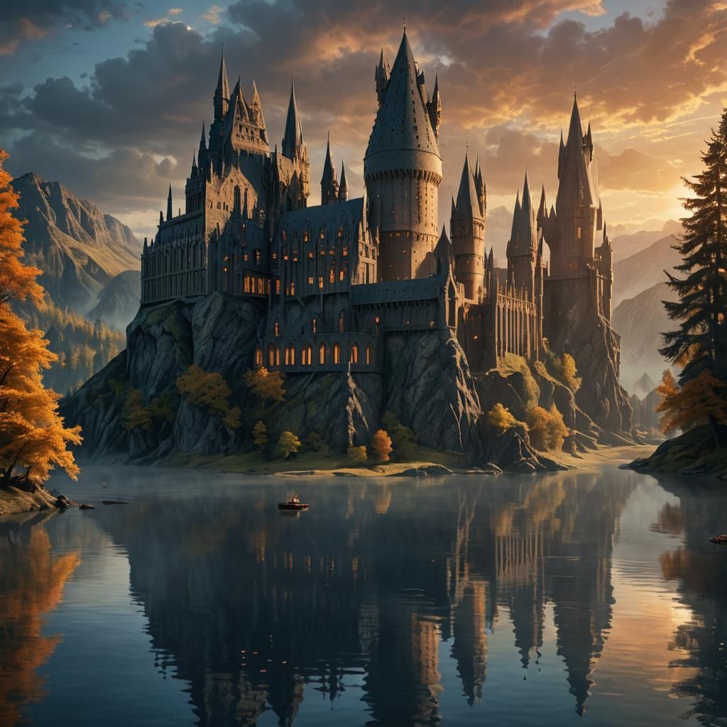 Harry Potter at Hogwarts: Hyperrealistic Matte Painting