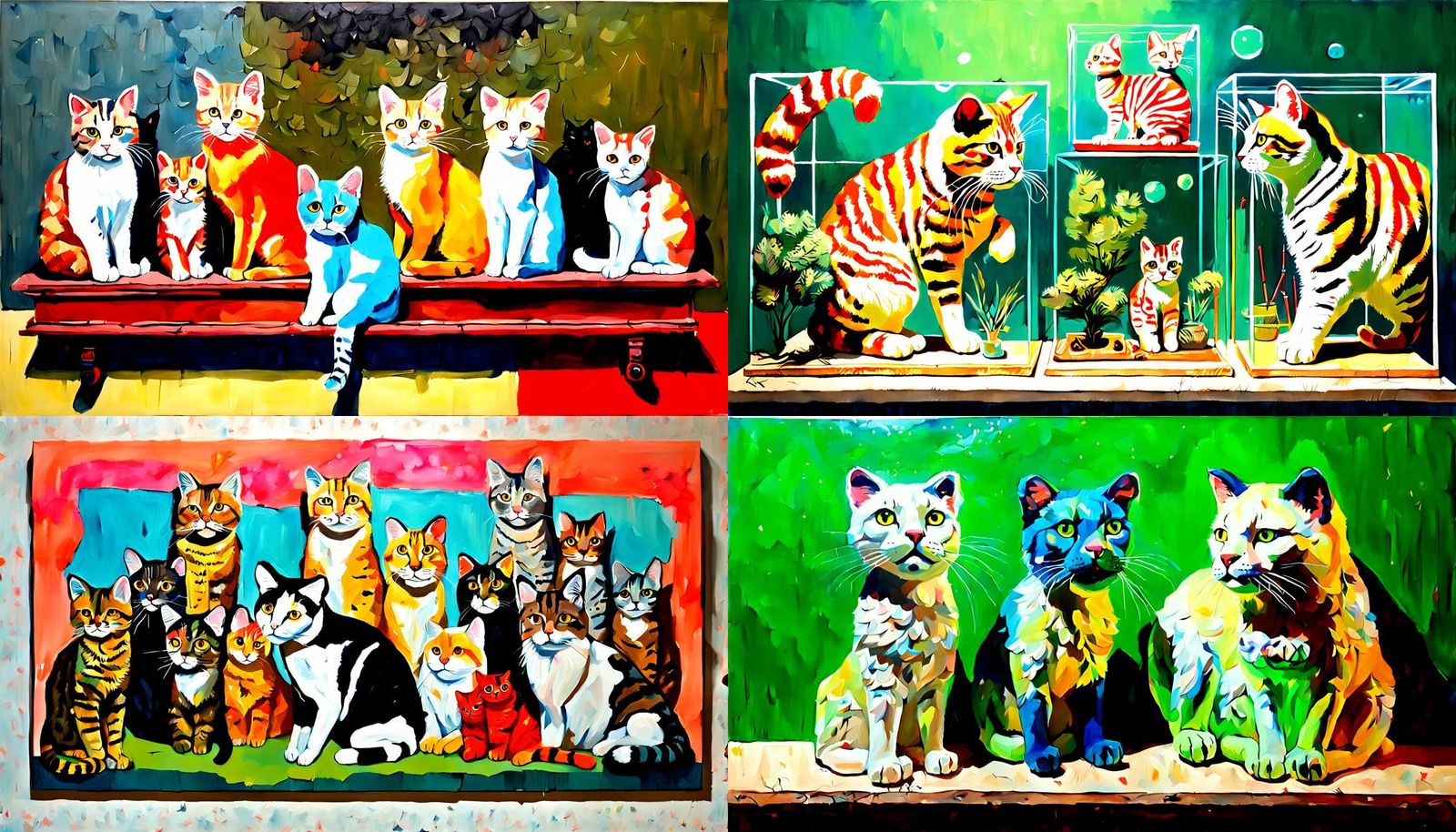 Surreal Taxidermy: Revived Cats in Acrylic Style