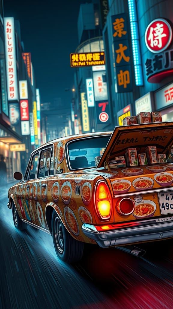 Ramen Delivery: Toyota Crown in Tokyo's Neon Alleys