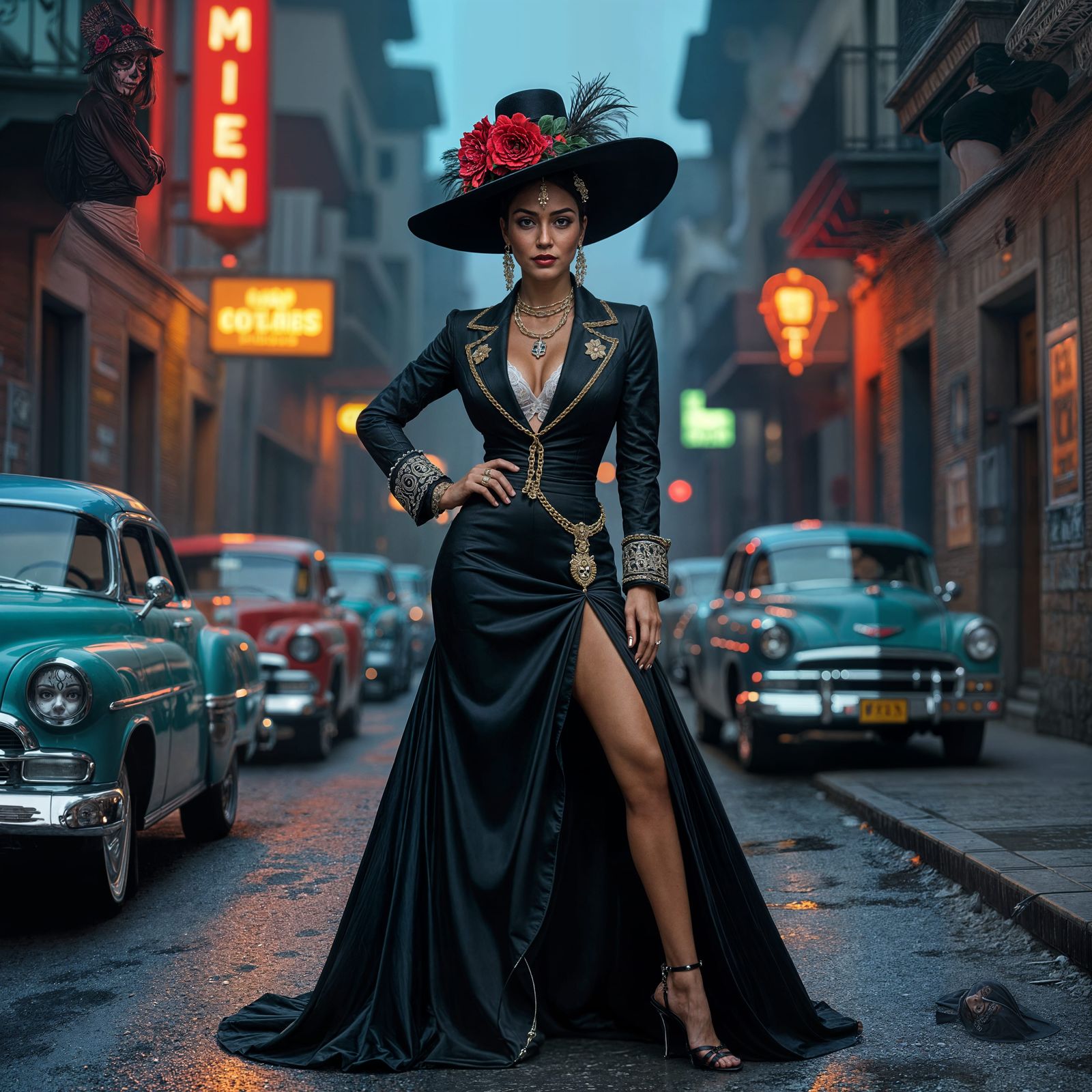 Gangster Catrina in Day of the Dead Style