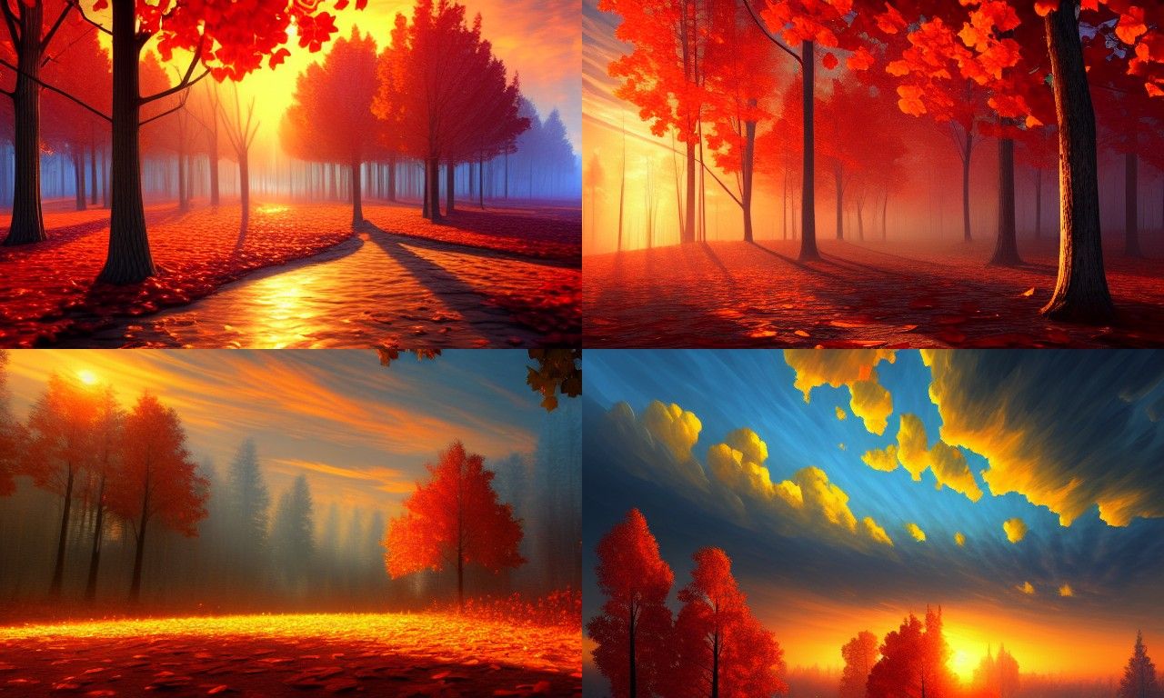 Red Autumn Sunset in Fantasycore Style