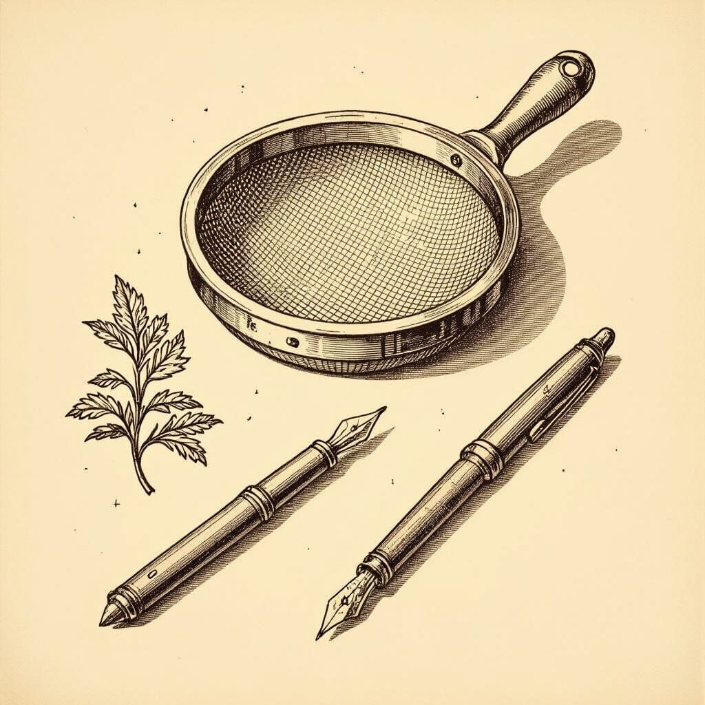 Archaeological Sieve and Pen Drawing
