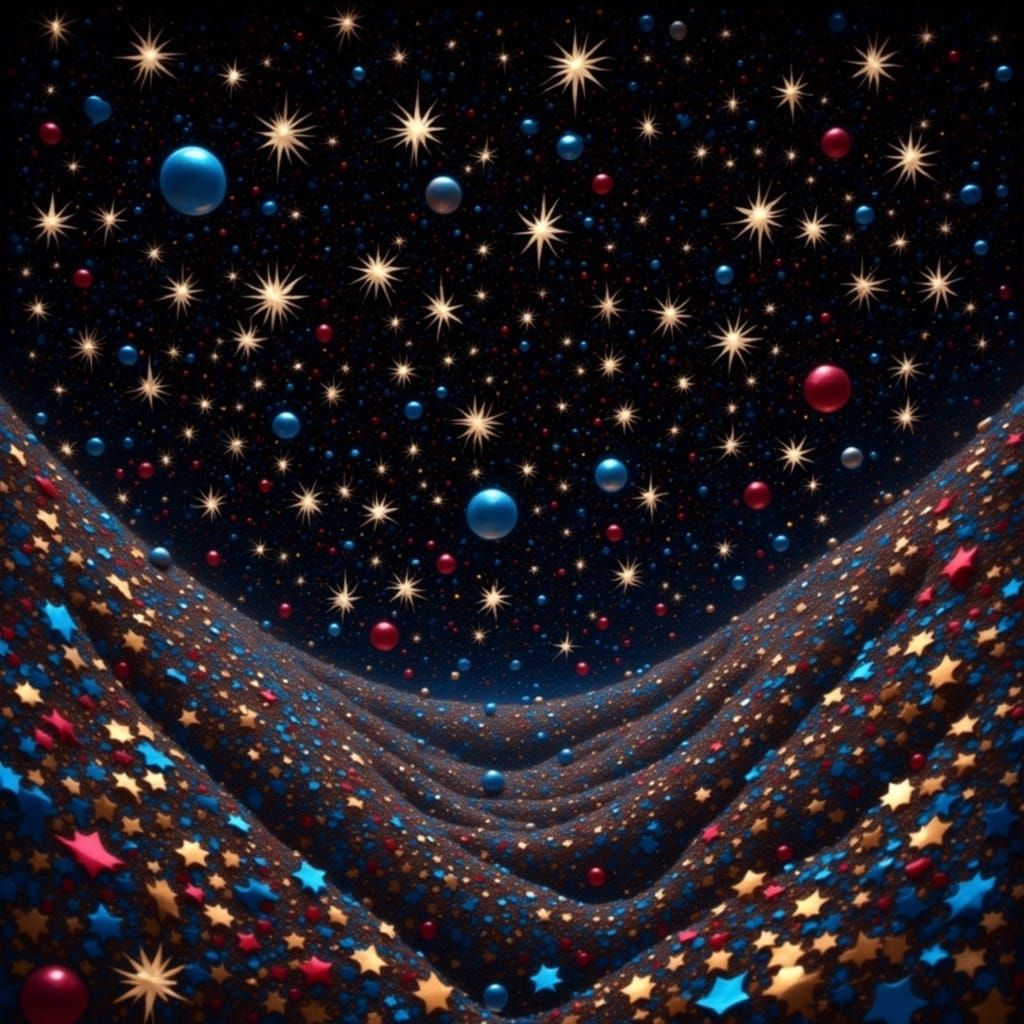 Cosmic Carnival Night Sky in Vibrant 3D Mixed Media