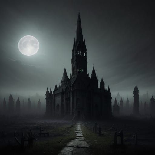 Ethereal Macabre Landscape in the Style of Gothic Horror