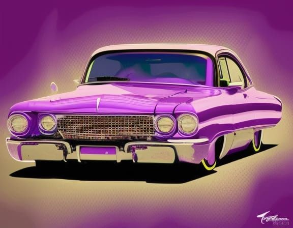Classic Lowrider Car Racing in Graffiti Splash Art Style